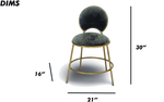 Charcoal Velvet Bar Stool with Round Back