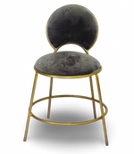 Charcoal Velvet Bar Stool with Round Back