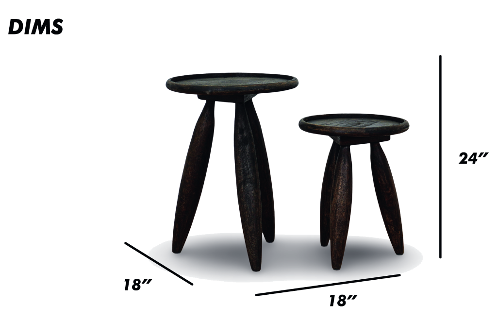 End Table Set in Brown Finish