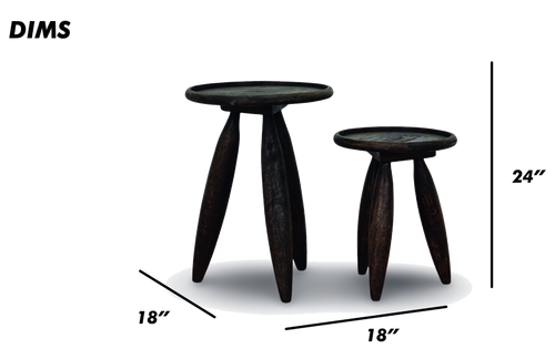 End Table Set in Brown Finish