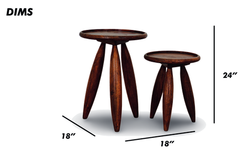 End Table Set in Brown Finish