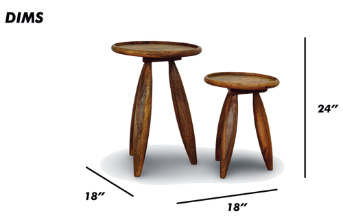 End Table Set in Brown Finish