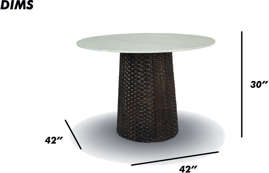 White Marble Table with Textured Metal Base