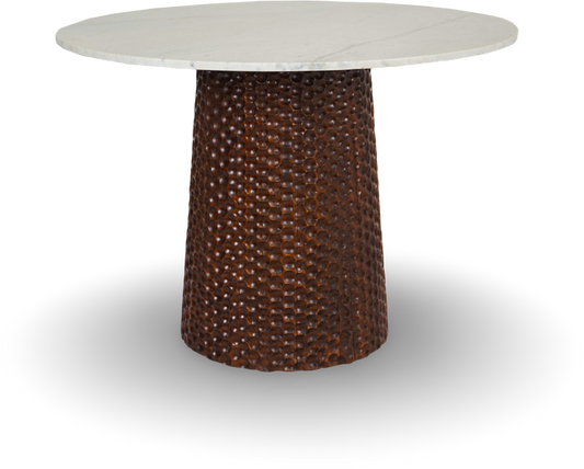 White Marble Table with Textured Metal Base