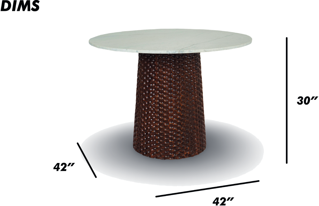 White Marble Table with Textured Metal Base
