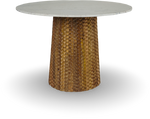 White Marble Table with Textured Metal Base