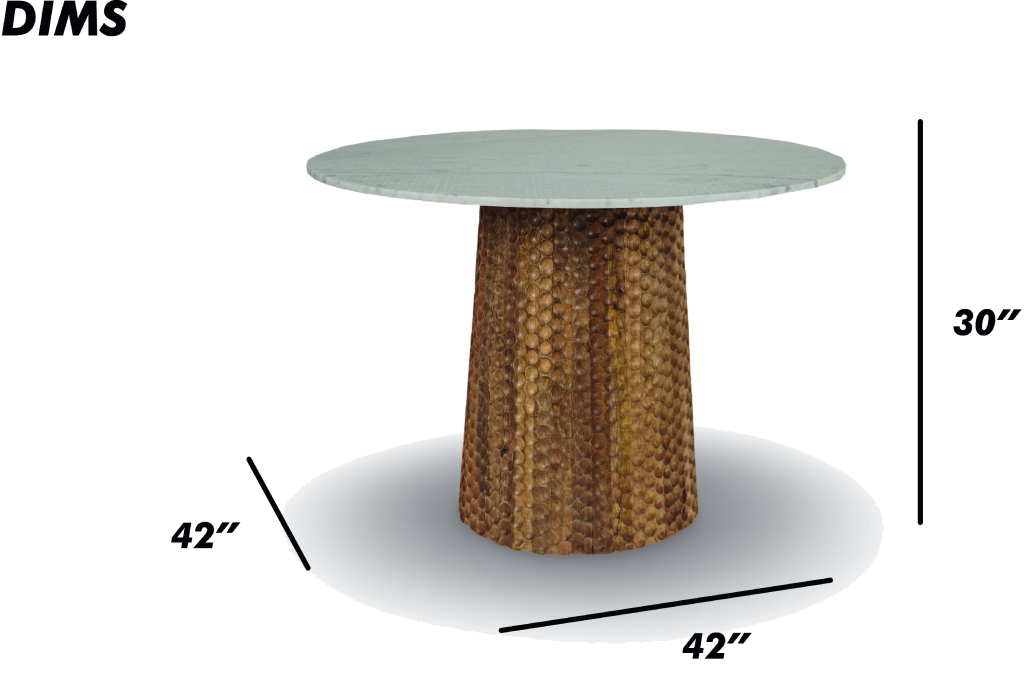 White Marble Table with Textured Metal Base