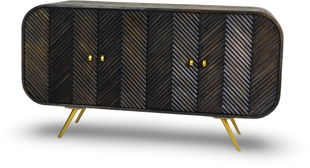Charcoal Chevron Sideboard with Rounded Edges