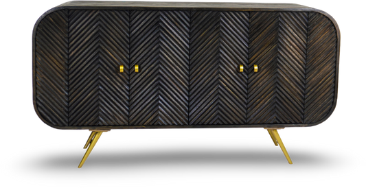 Charcoal Chevron Sideboard with Rounded Edges