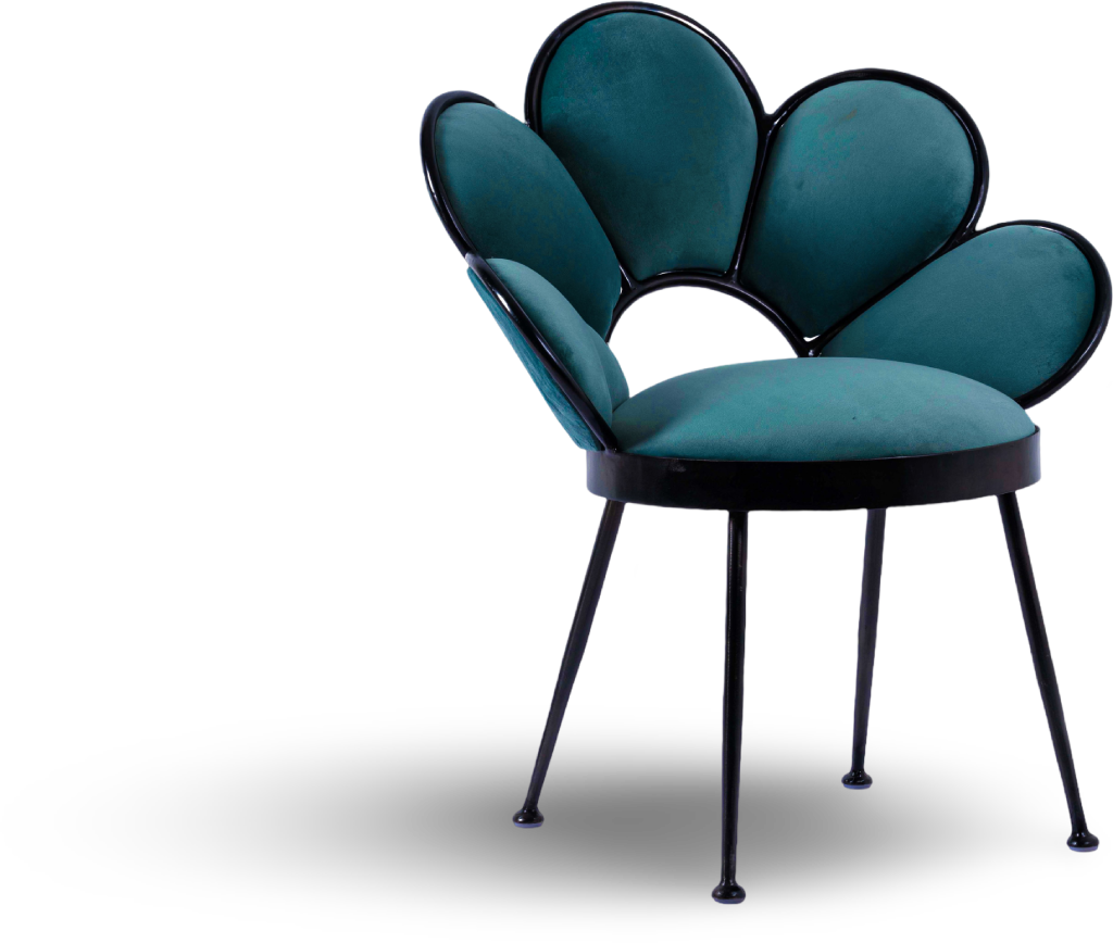 Floral Back Velvet Accent Chair with Brass Frame
