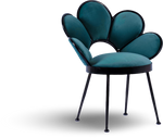 Floral Back Velvet Accent Chair with Brass Frame
