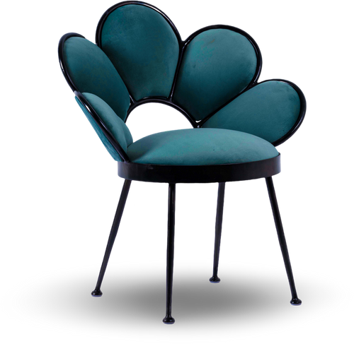 Floral Back Velvet Accent Chair with Brass Frame