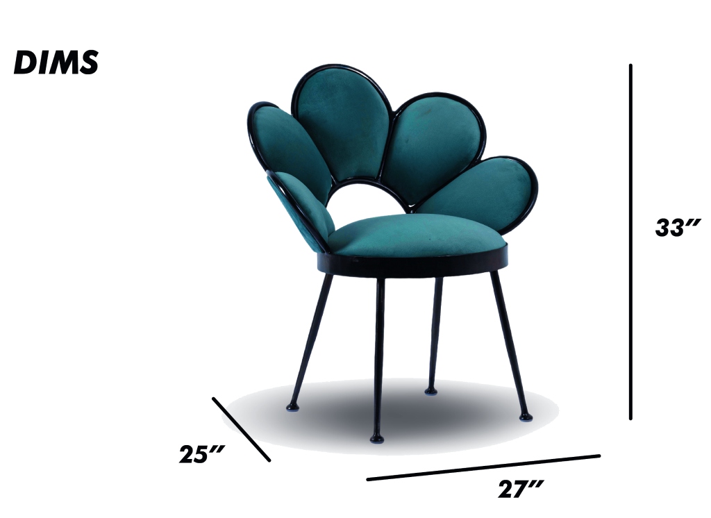 Floral Back Velvet Accent Chair with Brass Frame