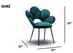 Floral Back Velvet Accent Chair with Brass Frame