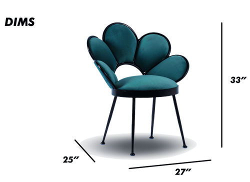 Floral Back Velvet Accent Chair with Brass Frame
