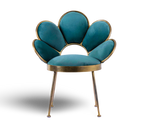 Floral Back Velvet Accent Chair with Brass Frame