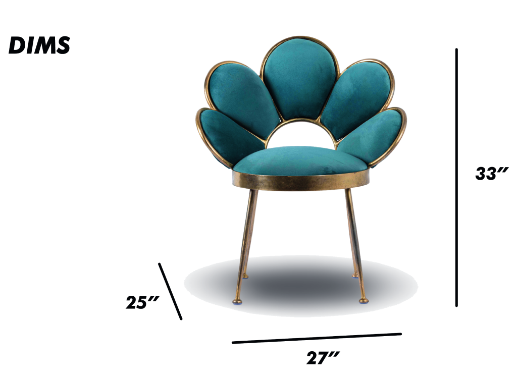 Floral Back Velvet Accent Chair with Brass Frame