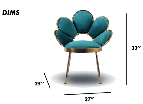 Floral Back Velvet Accent Chair with Brass Frame