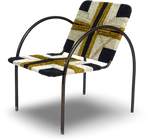 Geometric Woven Rope Chair with Metal Frame