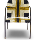 Geometric Woven Rope Chair with Metal Frame