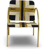 Geometric Woven Rope Chair with Metal Frame