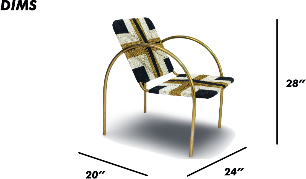 Geometric Woven Rope Chair with Metal Frame
