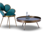 Round Black Coffee Table with Tripod Legs