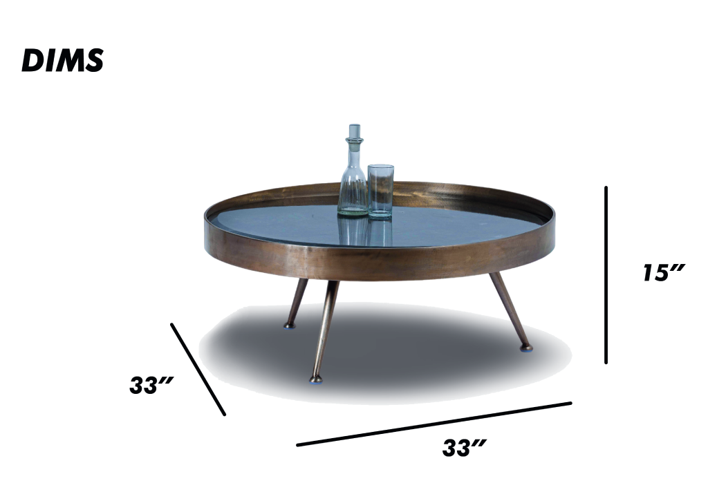 Round Black Coffee Table with Tripod Legs