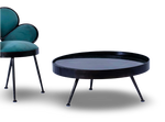 Round Black Coffee Table with Tripod Legs