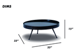 Round Black Coffee Table with Tripod Legs