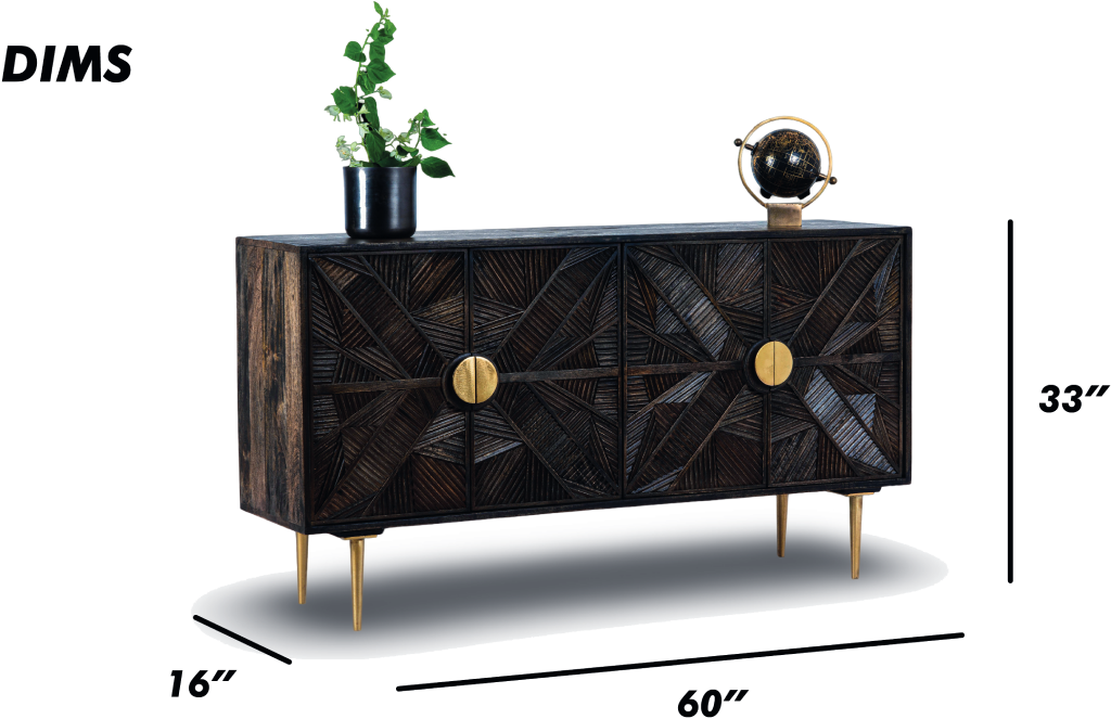 Geometric Patterned Wooden Sideboard