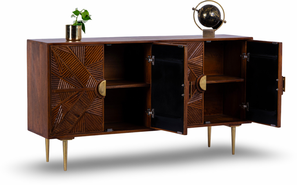 Geometric Patterned Wooden Sideboard