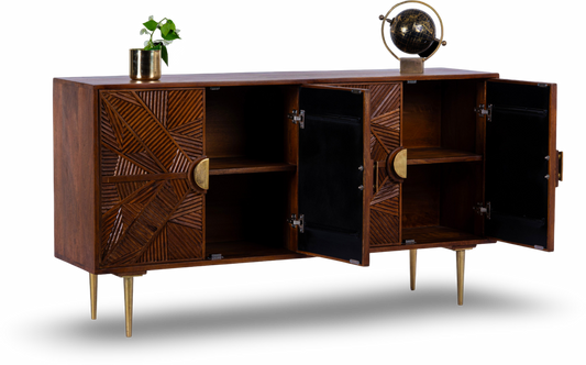 Geometric Patterned Wooden Sideboard