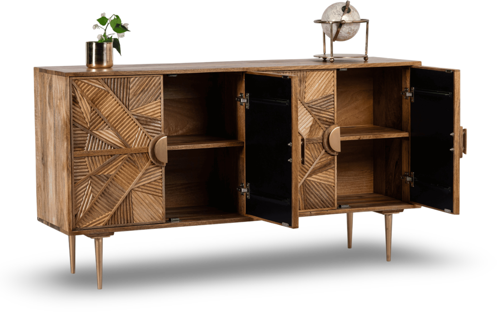 Geometric Patterned Wooden Sideboard