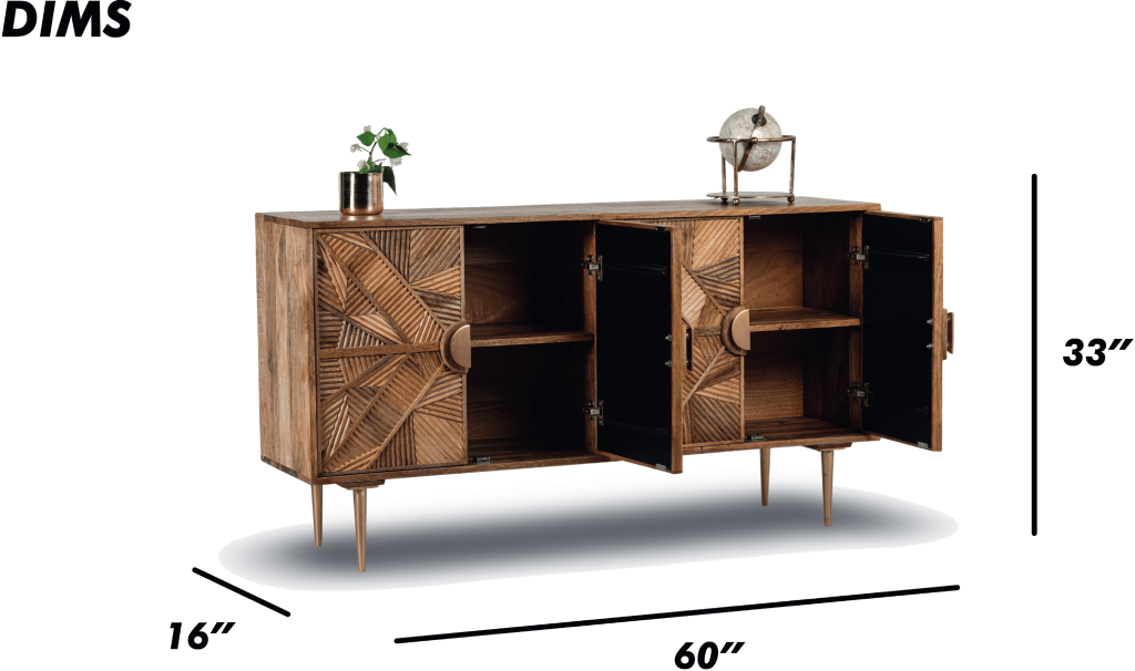 Geometric Patterned Wooden Sideboard