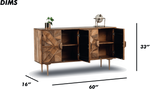 Geometric Patterned Wooden Sideboard