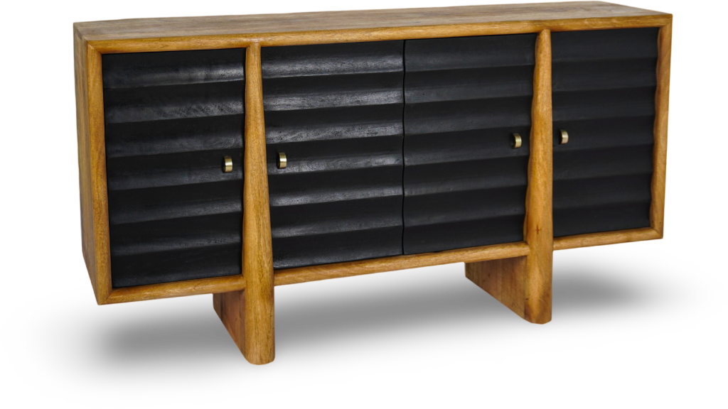 Black Louvered Console Sideboard