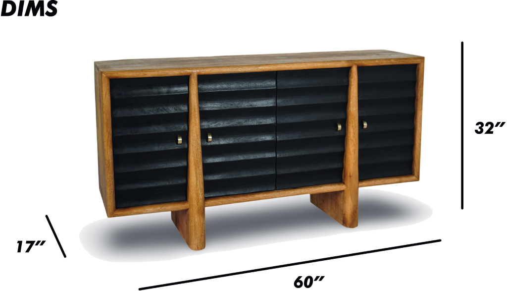 Black Louvered Console Sideboard