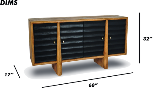 Black Louvered Console Sideboard