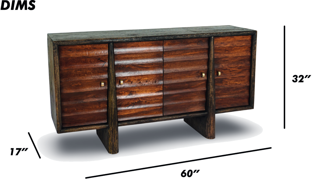 Black Louvered Console Sideboard