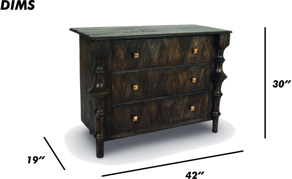 Solid Wood Dresser with Sculpted Legs
