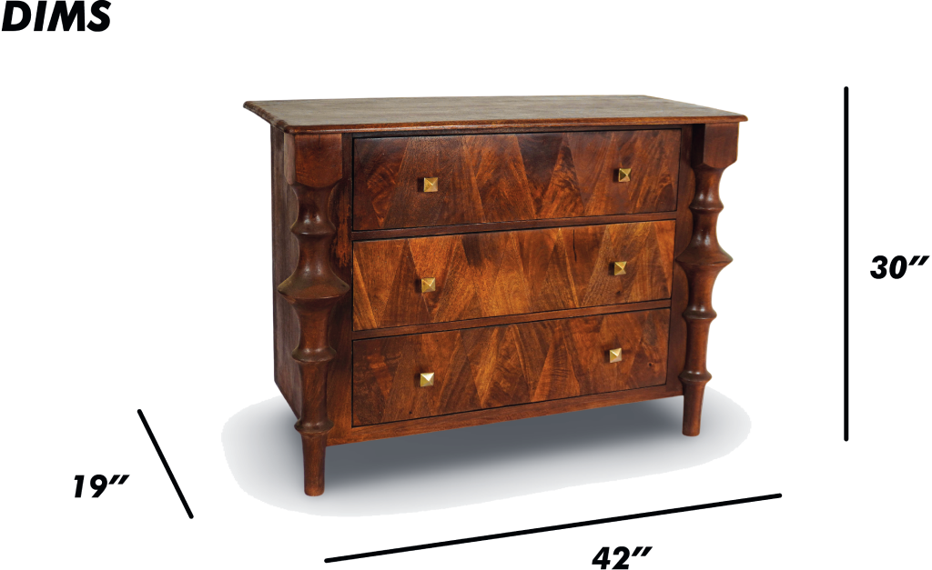 Solid Wood Dresser with Sculpted Legs