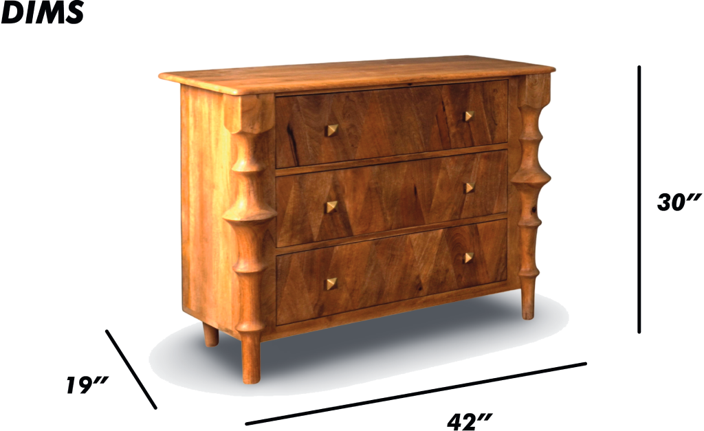 Solid Wood Dresser with Sculpted Legs
