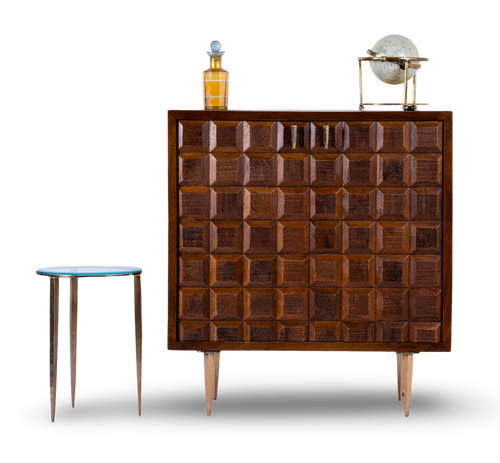 Mid-Century Block Bar Cabinet
