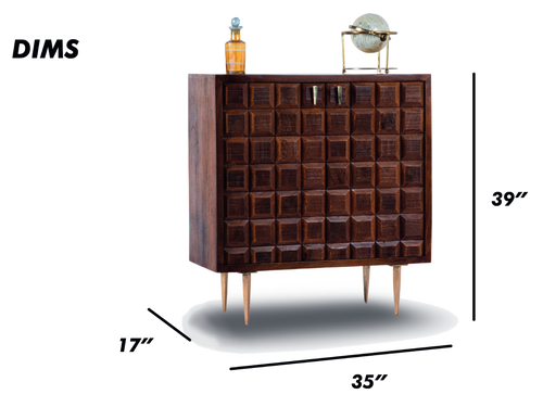 Mid-Century Block Bar Cabinet
