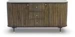 Brushed Grey Woven Rattan Storage Sideboard with Glass Top