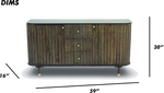 Brushed Grey Woven Rattan Storage Sideboard with Glass Top