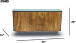 Brushed Grey Woven Rattan Storage Sideboard with Glass Top