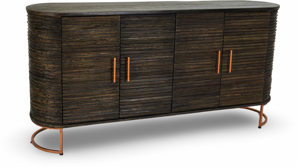 Curved Wooden Ribbed Sideboard