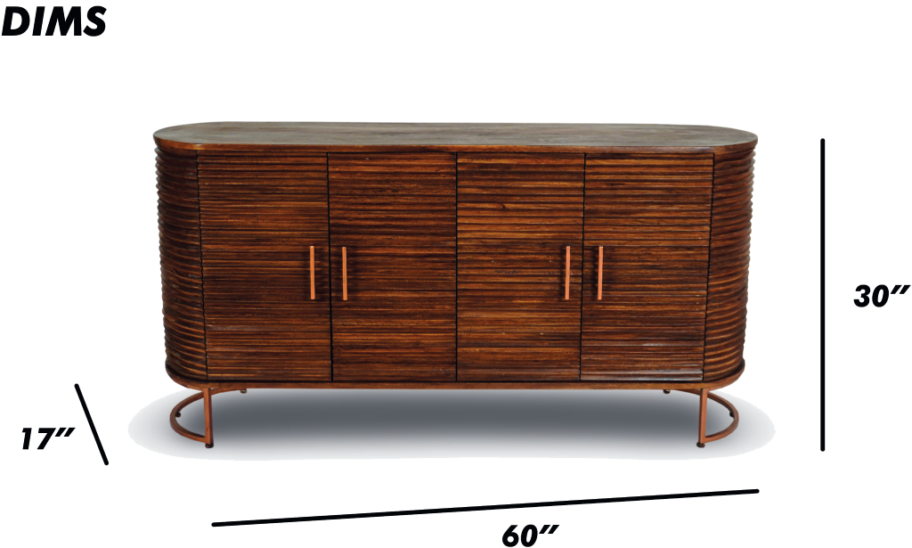 Curved Wooden Ribbed Sideboard